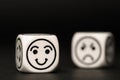 Emoticon dice with happy and sad expression sketch