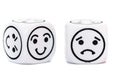 Emoticon dice with happy and sad expression sketch