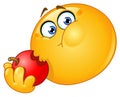 Emoticon eating apple