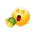 Emoticon eating apple