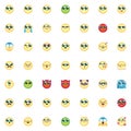 Emoticon elements collection, Comic Emoji smiley flat icons set Royalty Free Stock Photo