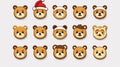 Emoticon, Emoji big set with faces and animals. Happy holiday and laughing emoticons