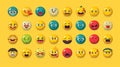 Emoticon, Emoji big set with faces and animals. Happy holiday and laughing emoticons