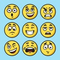 Emoticon Emoji set pop art vector illustration Royalty Free Stock Photo