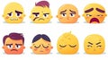 Emoticon face set with different facial expressions Royalty Free Stock Photo