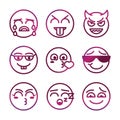 Emoticon funny smiley faces expression icons set Royalty Free Stock Photo