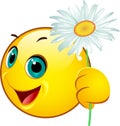 Emoticon giving a camomile