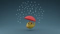 Emoticon greeting under the umbrella 3D render illustration Royalty Free Stock Photo