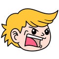 emoticon of the head of a young man was screaming furiously  doodle icon image kawaii Royalty Free Stock Photo