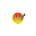 Emoticon with a high temperature. smiley measures the temperature Royalty Free Stock Photo