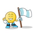 Emoticon holding flag mascot vector cartoon illustration