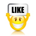 Emoticon holding like placard Royalty Free Stock Photo