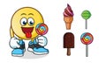 Emoticon ice cream mascot vector cartoon illustration