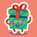 Emoticon icon for happy new year theme. Happy gift.