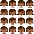 Emoticon icons set of cute girl Royalty Free Stock Photo