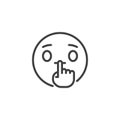 Emoticon making silence sign line icon