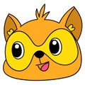 Emoticon of a masked squirrel head laughing happily, doodle icon image
