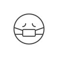 Emoticon with medical mask outline icon Royalty Free Stock Photo