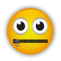 Emoticon with a mouth fastened with a zipper Royalty Free Stock Photo