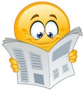 Emoticon with newspaper Royalty Free Stock Photo
