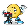 Emoticon photographer taking pictures mascot vector cartoon illustration Royalty Free Stock Photo