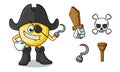 Emoticon pirate mascot cartoon illustration Royalty Free Stock Photo