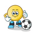 Emoticon playing football mascot vector cartoon illustration Royalty Free Stock Photo