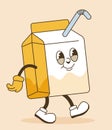 Tetra pak packaging with straw, mascot or emoticon