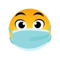 Emoticon in protective mask on a white background Royalty Free Stock Photo