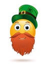 Emoticon with red beard wearing a leprechaun hat