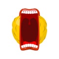 Emoticon screams. Open mouth and teeth. Crazy Emoji. emotion Royalty Free Stock Photo