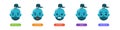 Emoticon set of the blue genie. Isolated Vector Illustration