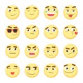 Emoticon set. Collection of Emoji. 3d emoticons. Smiley face icons on white background. Vector Royalty Free Stock Photo