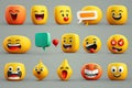 Emoticon set with speech bubbles and emoticons Royalty Free Stock Photo