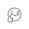 Emoticon showing thumb up line icon