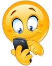 Emoticon with smart phone Royalty Free Stock Photo