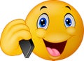 Emoticon smiley talking on cell phone