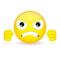 Emoticon squeezed fists. Angry emoticon. Wicked emoticon. Furious emoji. Anger emotion. Vector illustration smile icon.