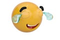 Emoticon with tears of joy.3D illustration. Royalty Free Stock Photo