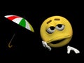 Emoticon and an umbrella - 3d render Royalty Free Stock Photo