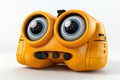 Emoticon using binoculars in 3D on white Royalty Free Stock Photo