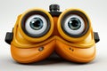 Emoticon using binoculars in 3D on white