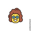 Emoticon vector girl, woman yellow icon on white background. vector emoticon icon symbol sign from modern user interface