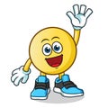 Emoticon waving mascot vector cartoon illustration