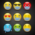 Emoticon Wearing Face Mask Stop Coronavirus