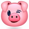 Divertido emoticono de cerdo rosa