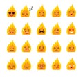 Emoticons bonfire vector set