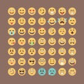 Emoticons collection. Flat emoji set. Cute smileys icon pack. Vector illucttration.