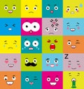Emoticons, emoji icons set. Colorful square mood symbols, face expressions Royalty Free Stock Photo