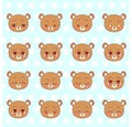 Emoticons, emoji, smiley set, colorful Sweet Kitty Little cute kawaii anime cartoon bear cub different emotions mascot sticker Hap